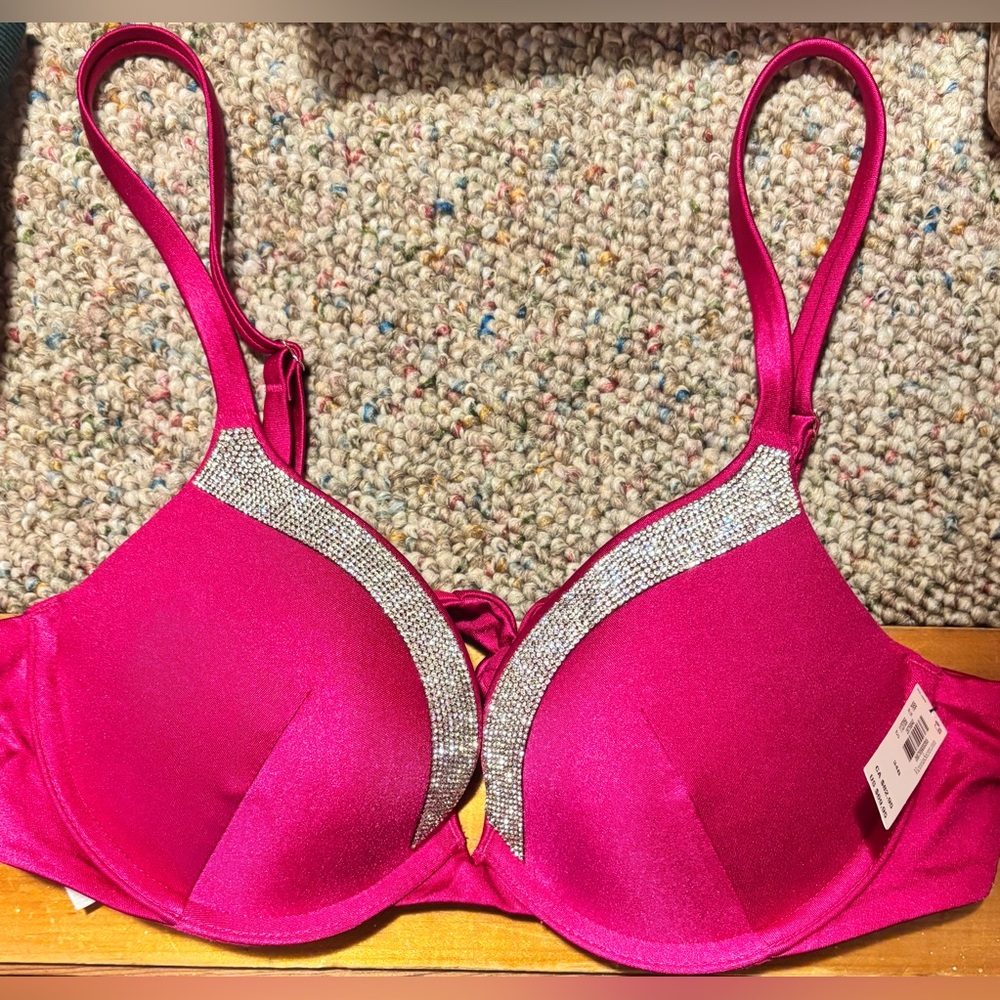 💕 Victoria Secret 34B | Very Sexy Shine Trim Push Up Bikini Top | Berry Blush